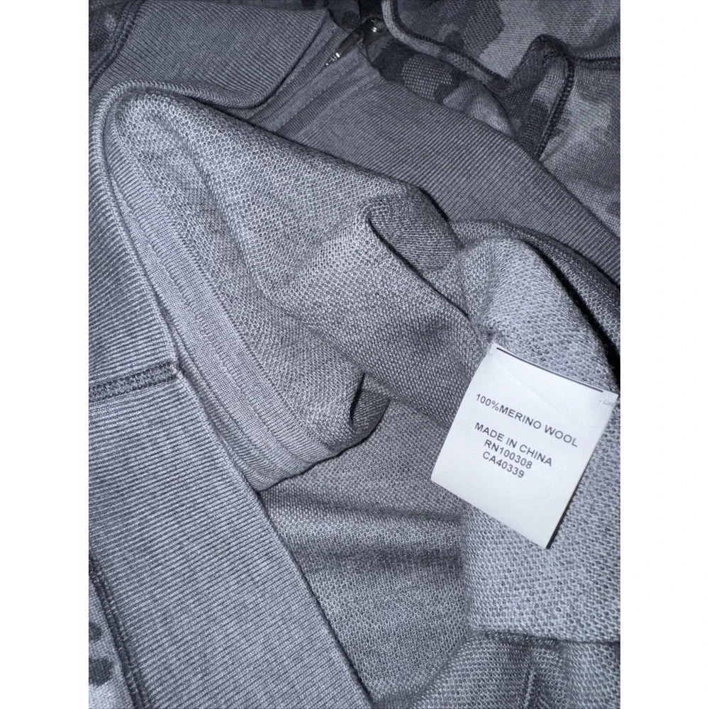 Peter Millar Full Zip Sweater Mens XL Grey Camo Merino Wool‎ Blend Quiet Luxury